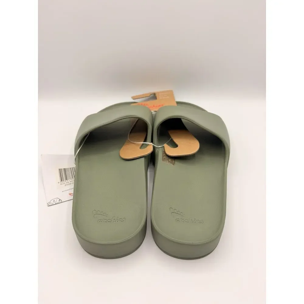 Archies Flip Flops Sandals Unisex Sz US M 10 W 11 Olive Green Arch Support NWT